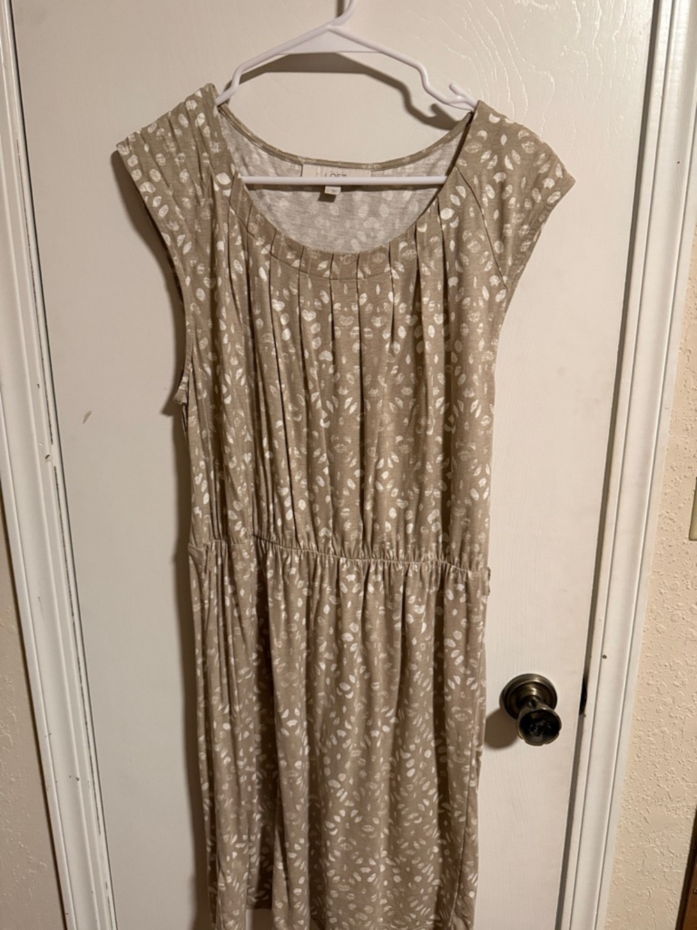 LOFT Beige Floral Midi Dress